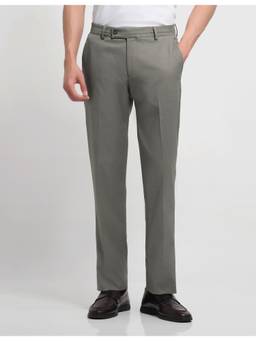 Arrow - Grey Men's Mid Rise Hudson Regular Fit Trousers