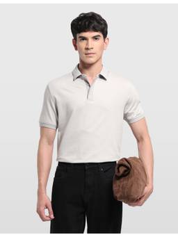 Arrow - Grey Men's Self Design Geometric Regular Fit Polo Shirt
