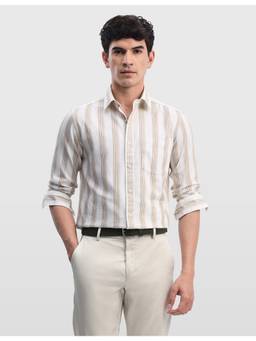 Arrow Sports - Beige Men's Dobby Chelsea Slim Fit Shirt