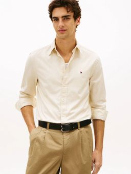 Tommy Hilfiger - Beige Solid Regular Fit Poplin Shirt
