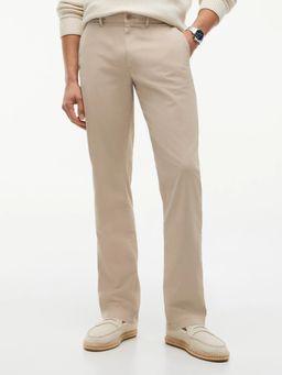 Tommy Hilfiger - Beige Relaxed Fit Solid Mid Rise Chinos