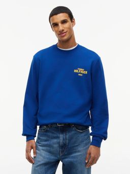 Tommy Hilfiger - Blue Logo Regular Fit Cotton Sweatshirt