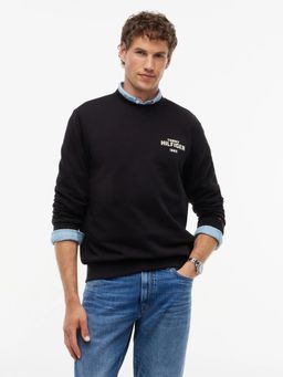 Tommy Hilfiger - Black Logo Regular Fit Cotton Sweatshirt