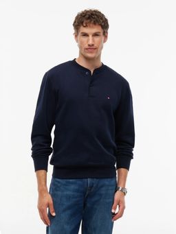 Tommy Hilfiger - Blue Solid Regular Fit Cotton Sweatshirt