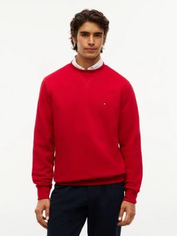 Tommy Hilfiger - Red Solid Regular Fit Cotton Sweatshirt