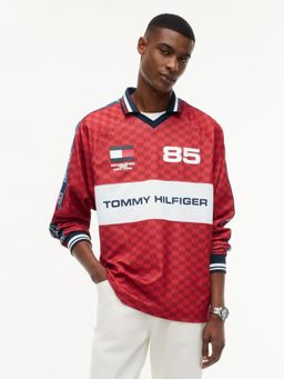 Tommy Hilfiger - Red Logo Relaxed Fit Polyester Polo T-Shirt