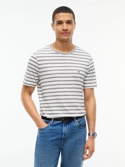 Tommy Hilfiger - Blue Striped Regular Fit Cotton T-Shirt