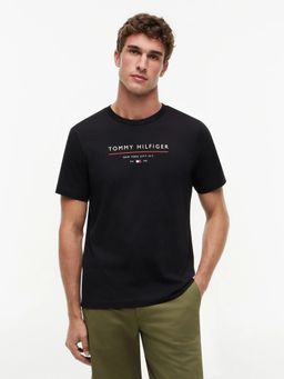 Tommy Hilfiger - Black Logo Regular Fit Cotton T-Shirt