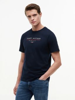 Tommy Hilfiger - Navy Blue Logo Regular Fit Cotton T-Shirt