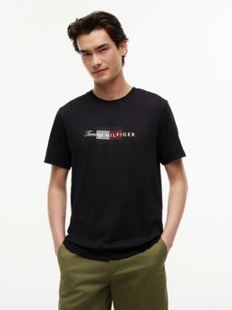 Tommy Hilfiger - Black Logo Regular Fit Cotton T-Shirt