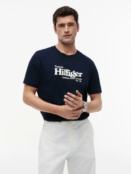 Tommy Hilfiger - Navy Blue Logo Regular Fit Cotton T-Shirt