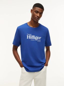 Tommy Hilfiger - Blue Logo Regular Fit Cotton T-Shirt