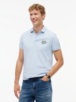 Tommy Hilfiger - Blue Solid Regular Fit Cotton Polo T-Shirt