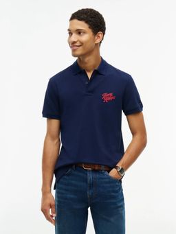 Tommy Hilfiger - Blue Solid Regular Fit Cotton Polo T-Shirt