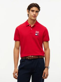 Tommy Hilfiger - Red Solid Regular Fit Cotton Polo T-Shirt