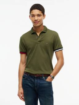Tommy Hilfiger - Green Solid Slim Fit Cotton Polo T-Shirt