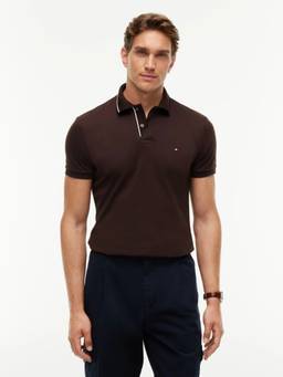 Tommy Hilfiger - Brown Solid Slim Fit Cotton Polo T-Shirt