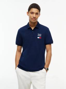 Tommy Hilfiger - Blue Solid Regular Fit Cotton Polo T-Shirt