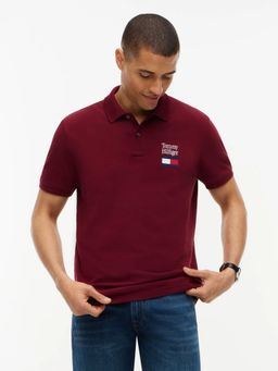 Tommy Hilfiger - Purple Solid Regular Fit Cotton Polo T-Shirt
