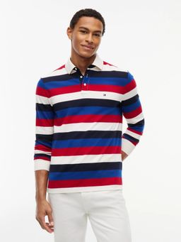 Tommy Hilfiger - Red Striped Regular Fit Cotton Polo T-Shirt