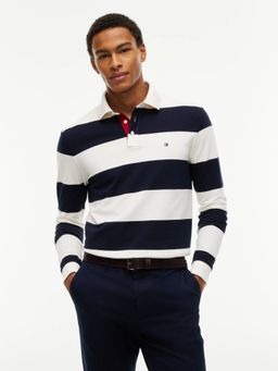 Tommy Hilfiger - White Striped Regular Fit Cotton Polo T-Shirt