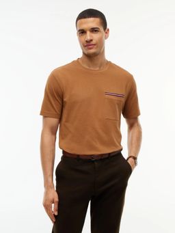 Tommy Hilfiger - Brown Solid Regular Fit Cotton T-Shirt