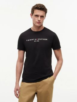 Tommy Hilfiger - Black Solid Slim Fit Cotton T-Shirt