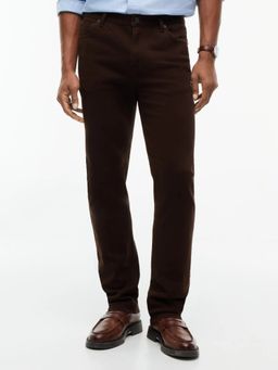 Tommy Hilfiger - Brown Regular Fit Solid Mid Rise Trouser