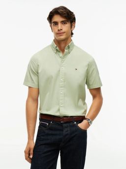 Tommy Hilfiger - Green Solid Regular Fit Poplin Shirt