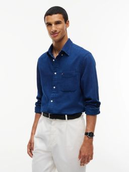 Tommy Hilfiger - Blue Solid Regular Fit Cotton Shirt