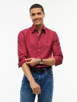 Tommy Hilfiger - Red Striped Regular Fit Poplin Shirt