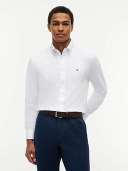 Tommy Hilfiger - White Solid Regular Fit Oxford Shirt