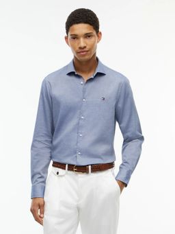 Tommy Hilfiger - Blue Solid Slim Fit Oxford Shirt