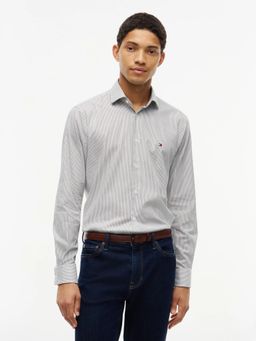 Tommy Hilfiger - Green Striped Slim Fit Poplin Shirt