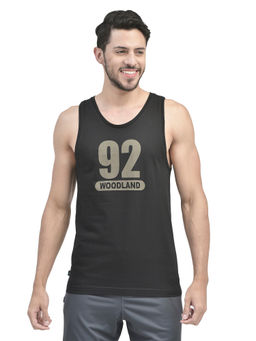 WOODLAND - Black Cotton Tank Top For Men