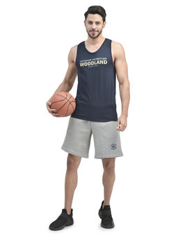WOODLAND - Navy Cotton Tank Top For Men