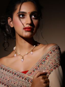 Ruby Raang Studio - Pink Gold Plated Kundan Necklace