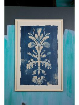 Freedom Tree - Montane Leafy Wall Art With Frame Cyano Blue