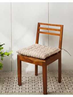 Fabindia - Pink Parul Printed Cotton Chair Pad With Poly Fill