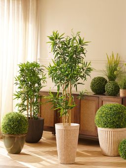 Pure Home + Living - Green Faux Bamboo Potted Plant - Large