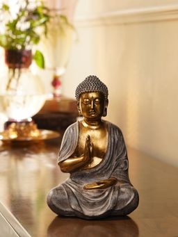 Pure Home + Living - Antique Gold Polyresin Sitting Buddha