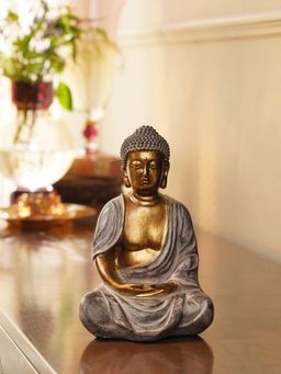 Pure Home + Living - Antique Gold Polyresin Buddha With Hands In Lap