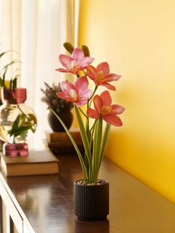 Pure Home + Living - Dark Pink Artificial Cymbidium Potted Plant