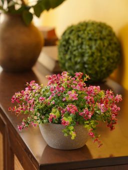 Pure Home + Living - Dark Pink Artificial Flowers In Paper Mache Pot