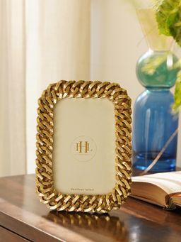 Pure Home + Living - Antique Gold Polyresin Interlocked Photo Frame (4x6)