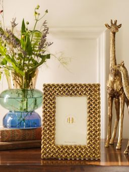 Pure Home + Living - Antique Gold Polyresin Woven Photo Frame (4x6)