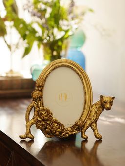 Pure Home + Living - Antique Gold Polyresin Leopard Photo Frame (4x6)