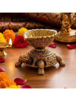 eCraftIndia - Brass Turtle Tortoise Diya For Pooja Traditional Diya For Temple Home Decor