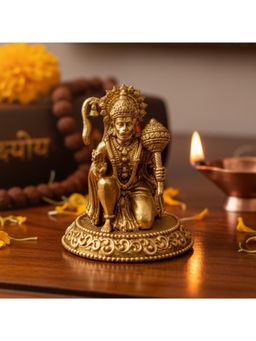 eCraftIndia - Gold Brass Hanuman Idol For Daily Pooja Rituals Home Temple