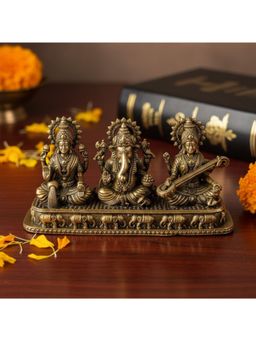 eCraftIndia - Brass Goddess Lakshmi Ganesha Saraswati Idol Murti Statue For Home Temple Diwali Puja